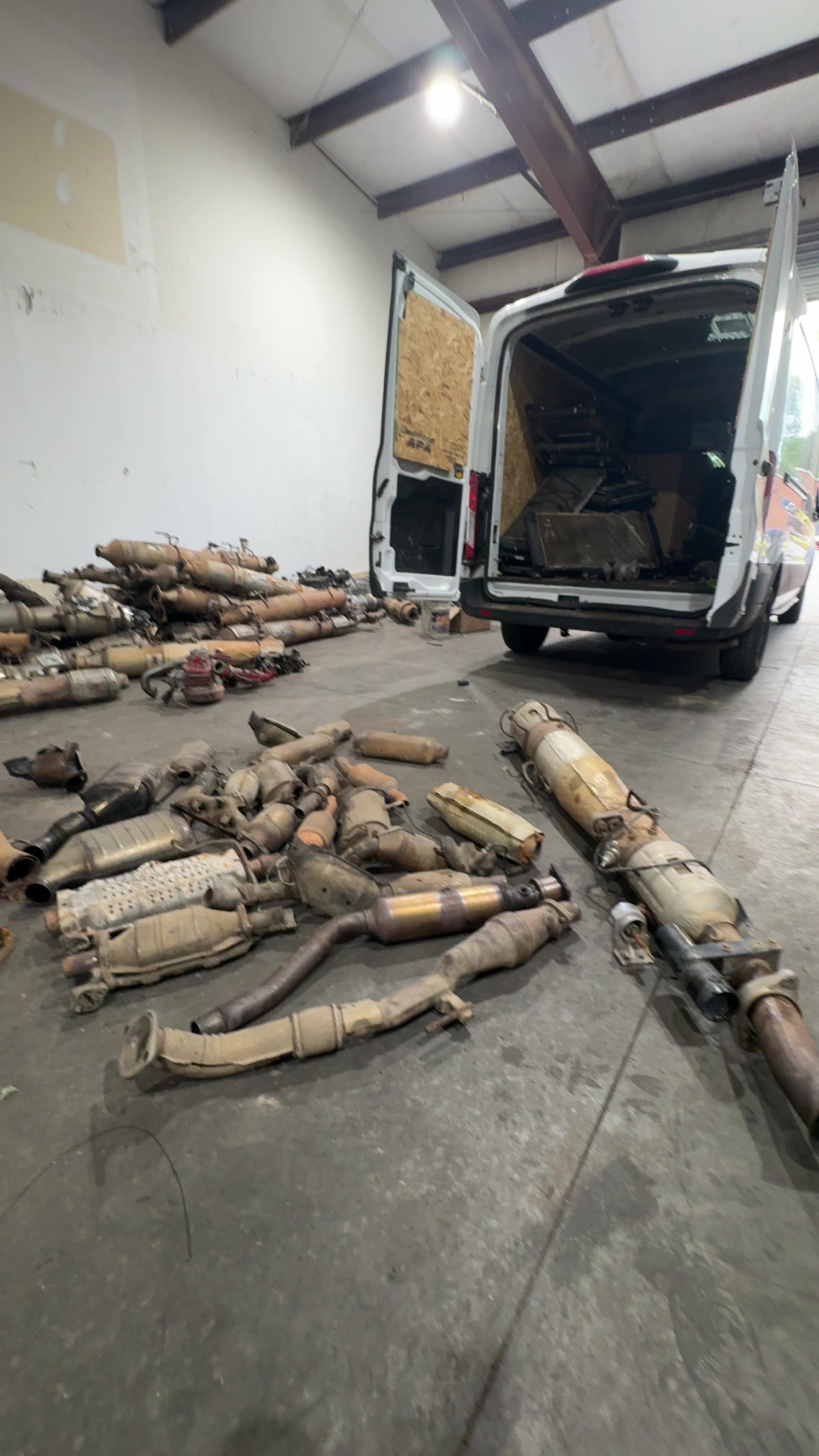 Van being unloaded with cores